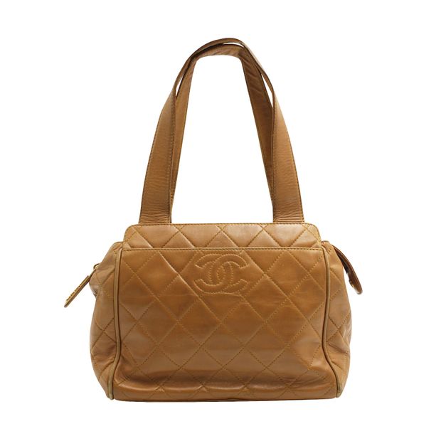 Luxury Chanel Vintage Tan Quilted Shoulder Bag