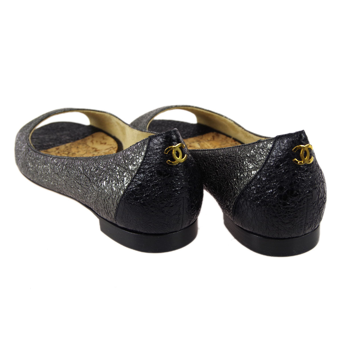 Luxury Chanel * Metallic Silver Pumps Shoes #35 C