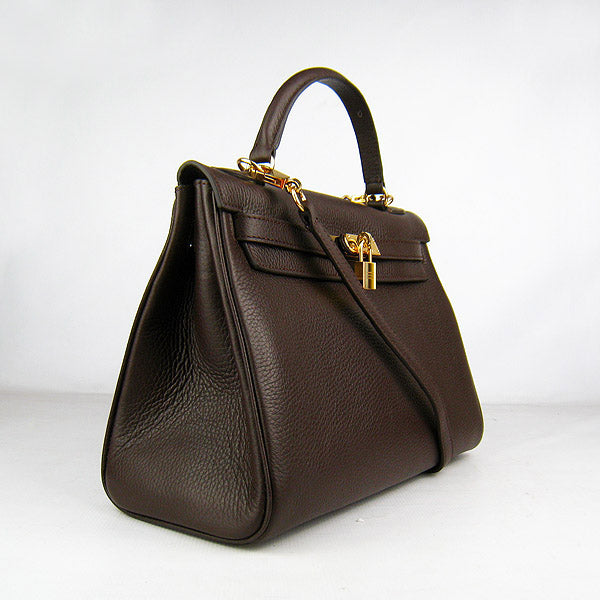 Luxury Hermes Kelly 32cm Togo Leather 6108 Dark Coffee Golden