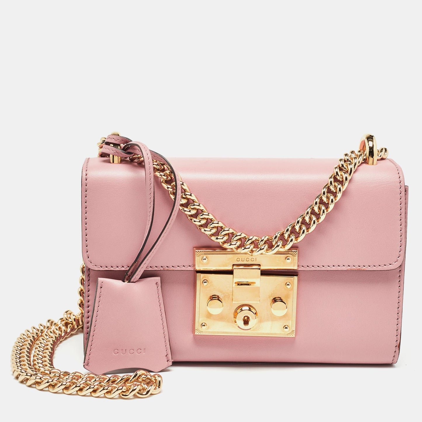 Luxury Gucci Trending 2025 Light Pink Leather Small Padlock Shoulder Bag