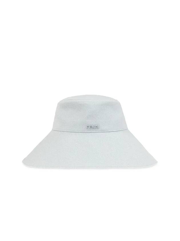 Luxury Fendi Logo Plaque Cloche Bucket Hat Light Blue