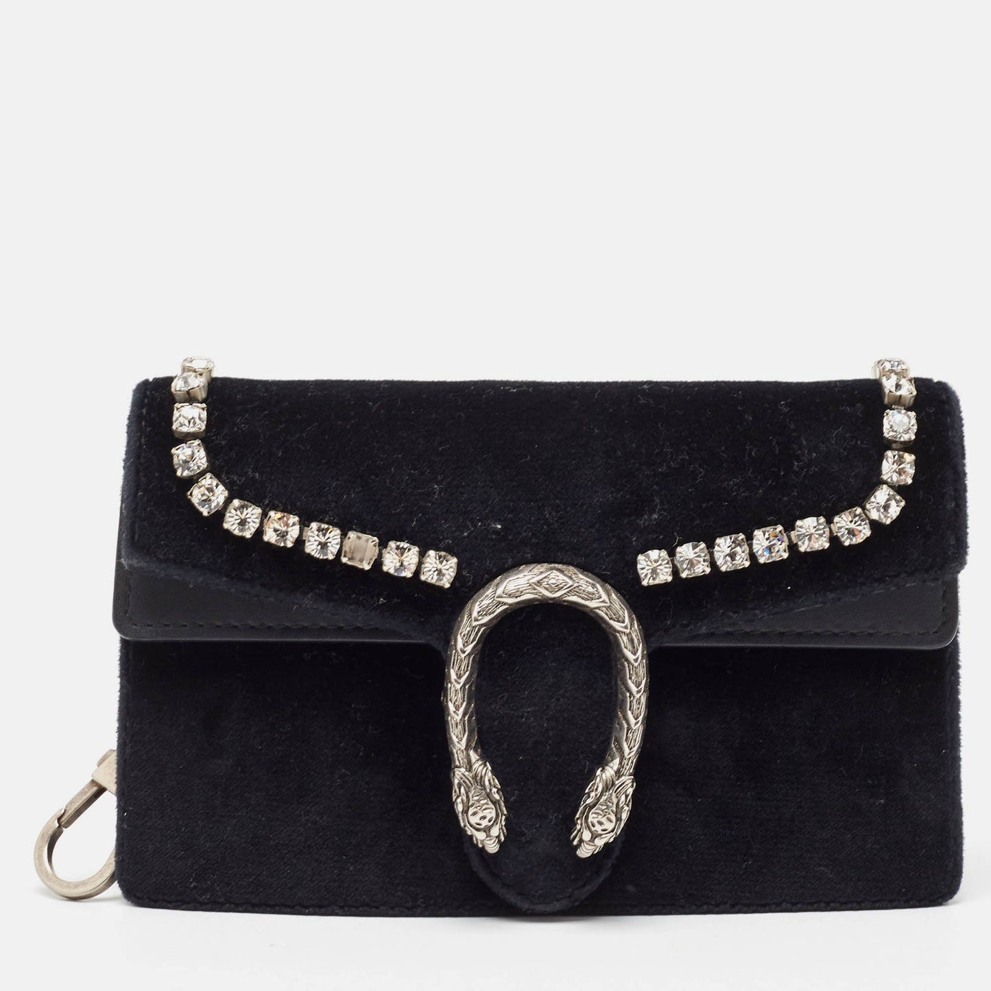 Luxury Gucci Trending 2025 Black Velvet and Leather Super Mini Dionysus Chain Bag