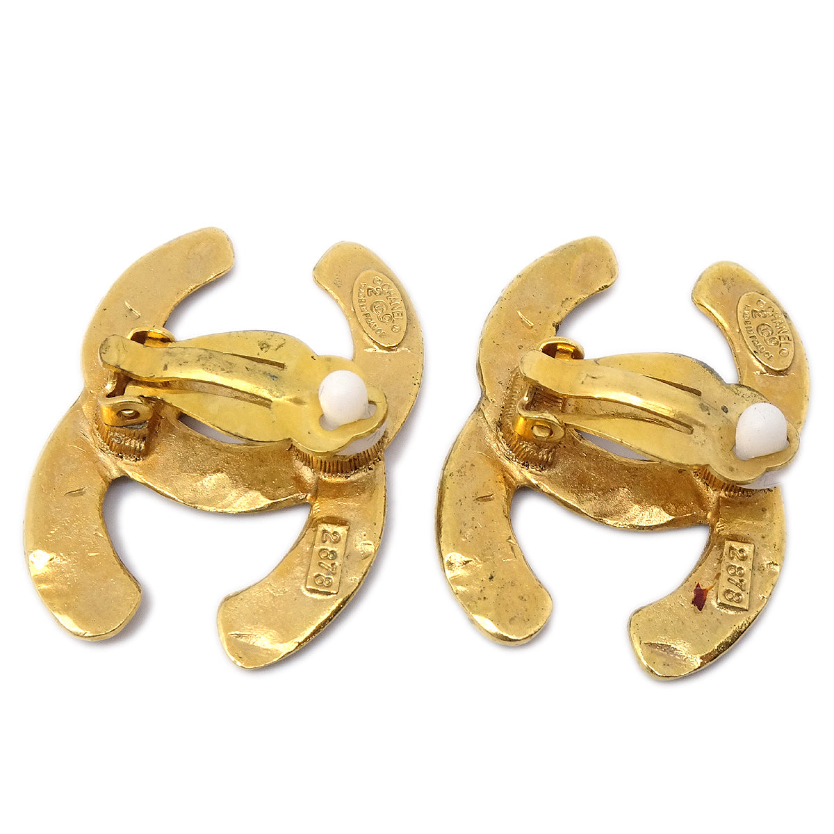 Luxury Chanel Gold CC Earrings Clip-On 29 2878