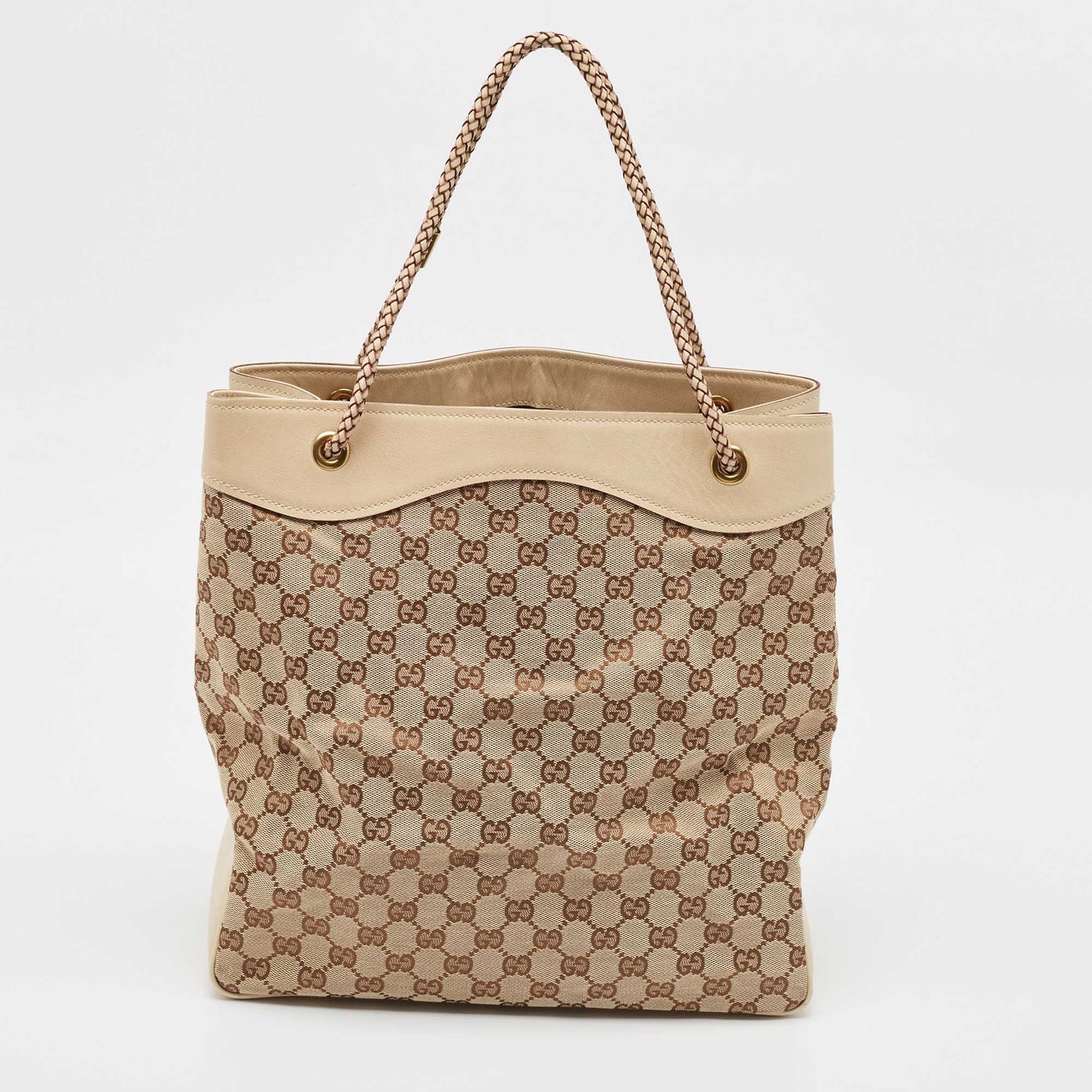 Luxury Gucci Trending 2025 Beige Canvas Leather Tote