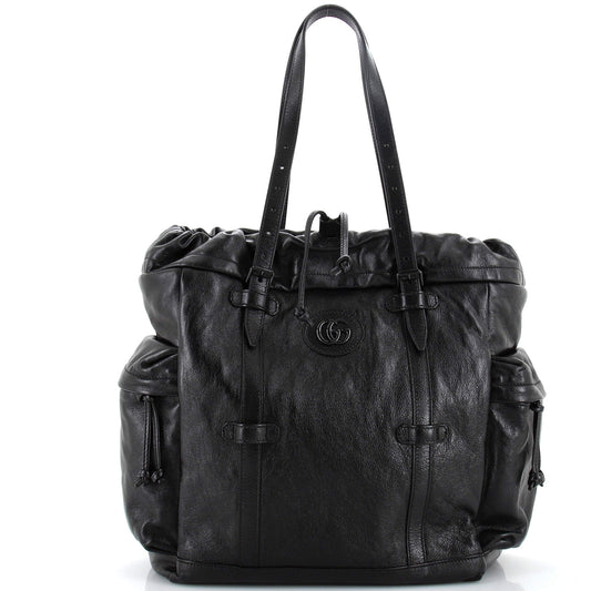 Luxury Gucci Trending 2025 Double G Drawstring Tote Leather