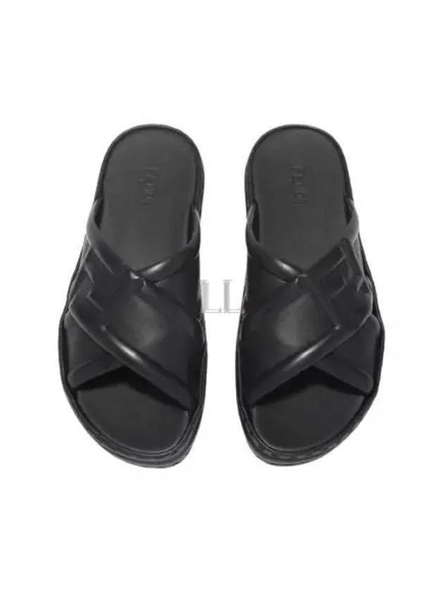 Luxury Fendi FF Logo Cross Slippers Black