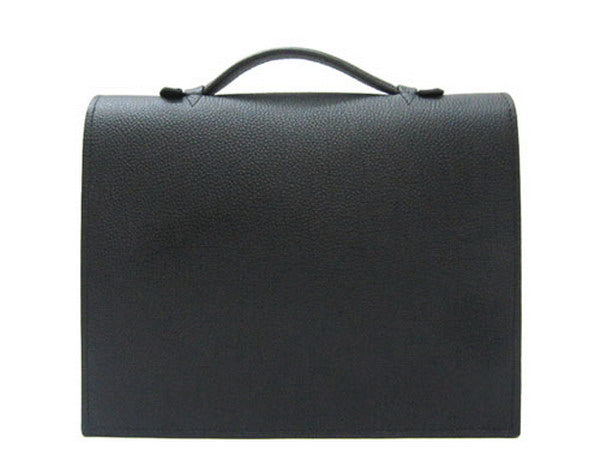 Luxury Hermes Briefcases H1048 Unisex Cow Leather Black