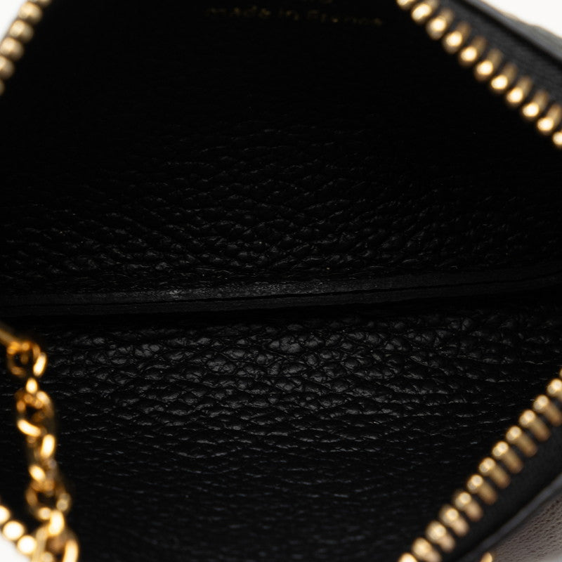 Louis Vuitton Monogram Implant Pouchette Creole Vial Porchette M80885 Black Beige Leather  Louis Vuitton