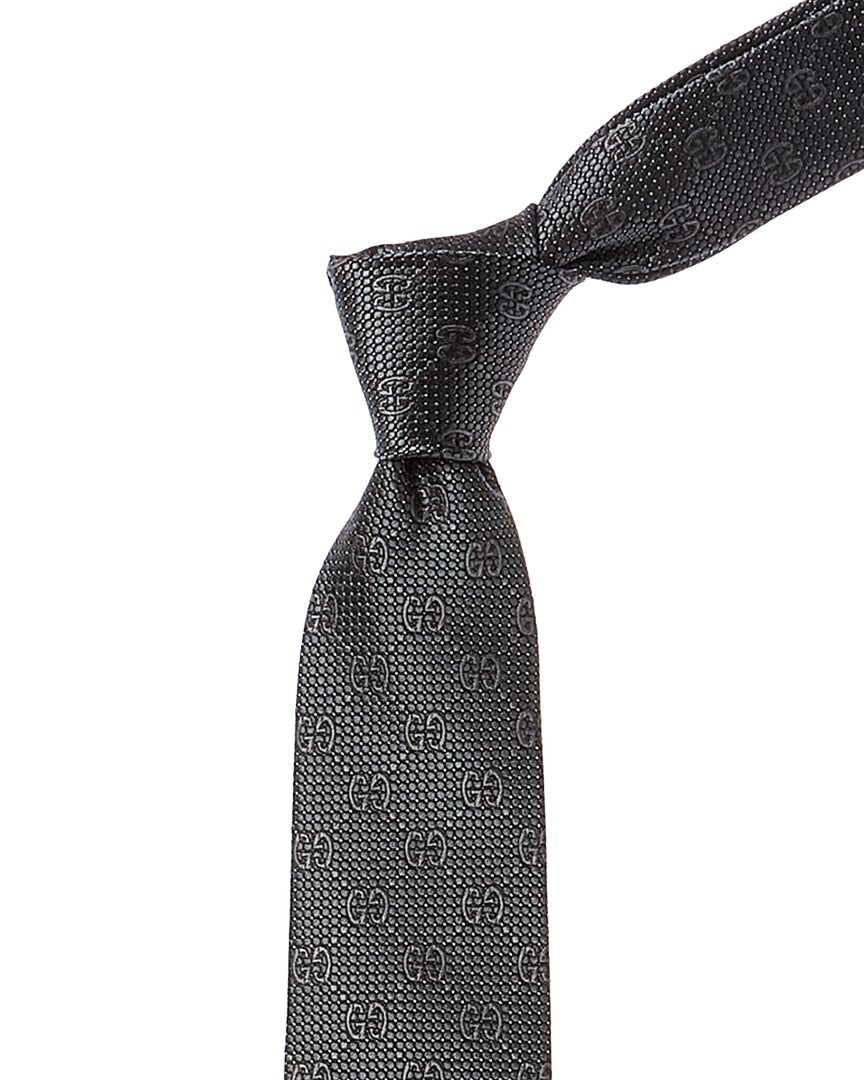 Luxury Gucci Trending 2025 Grey GG Silk Tie