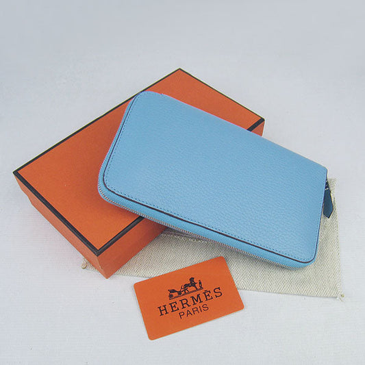 Luxury Hermes Wallet H016 Wallet Cow Leather Blue