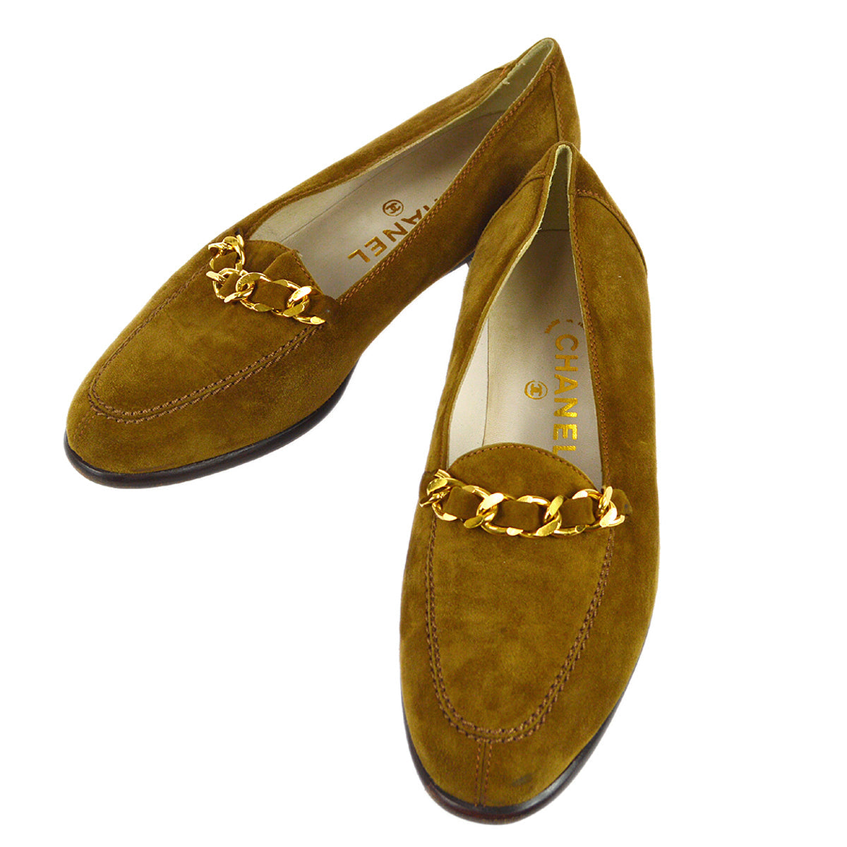 Luxury Chanel * Suede Loafers Shoes #37 1/2