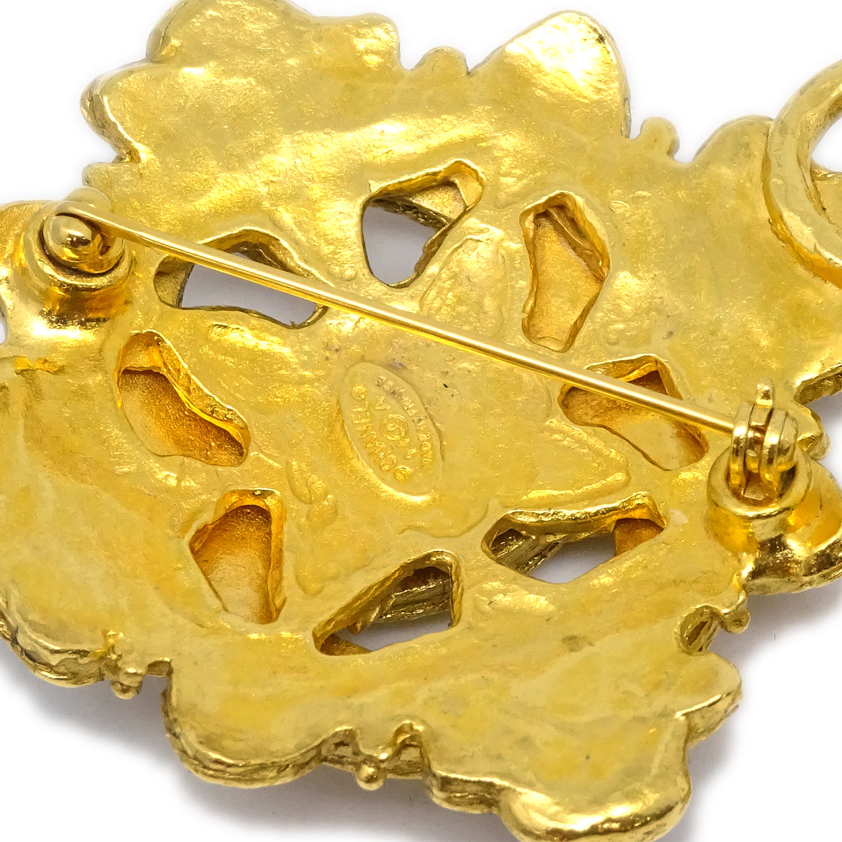 Chanel Gripoix Brooch Pin Gold Green 94A