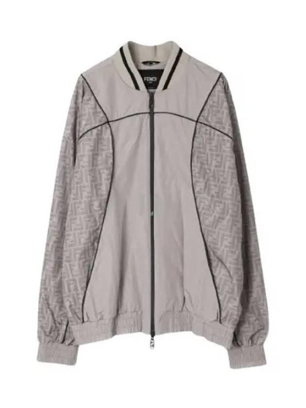 Luxury Fendi FF Nylon Bomber Jacket Beige