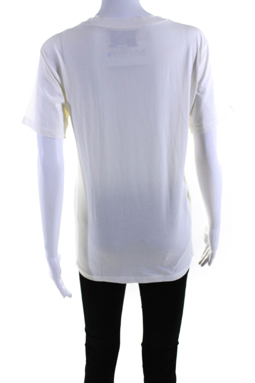 Gucci Womens Forked Tongue Lips Print Short Sleeved Tee Shirt White