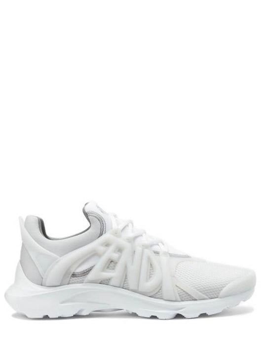 Luxury Fendi 3D Rubber Logo Low Top Sneakers White