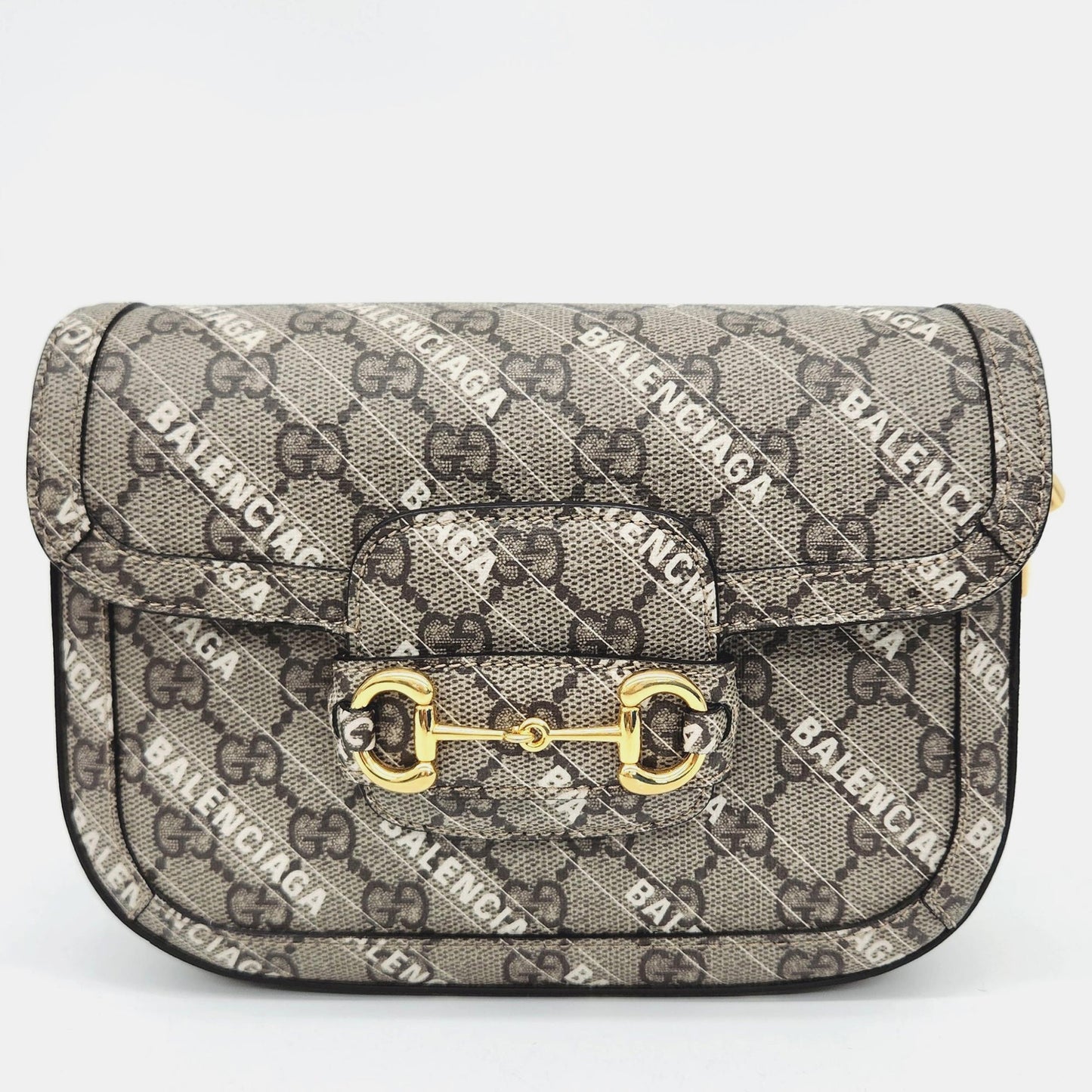 Luxury Gucci Trending 2025 x Balenciaga Beige Canvas Horsebit 1955 Mini Crossbody Bag