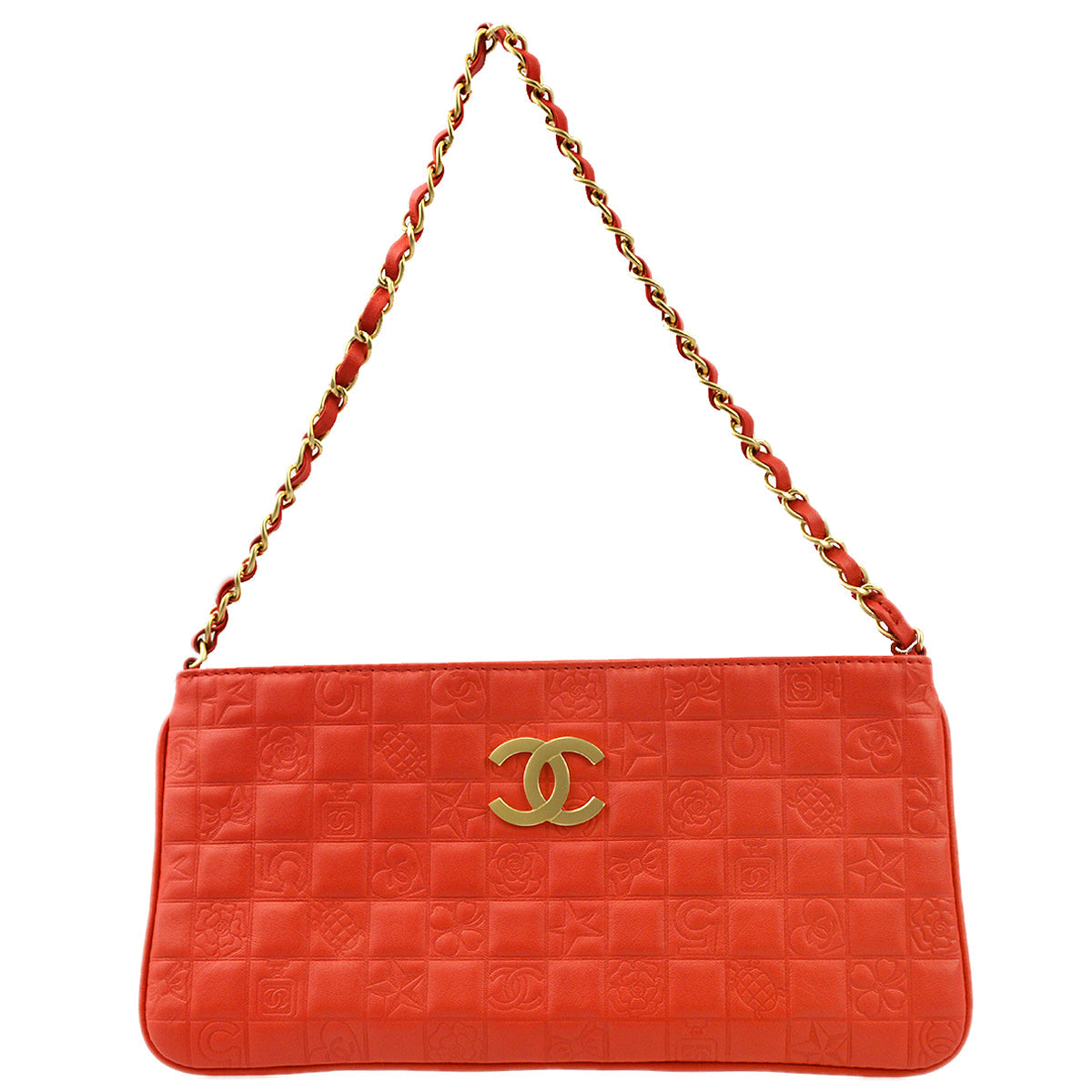 Chanel Red Lambskin Icon Chain Handbag