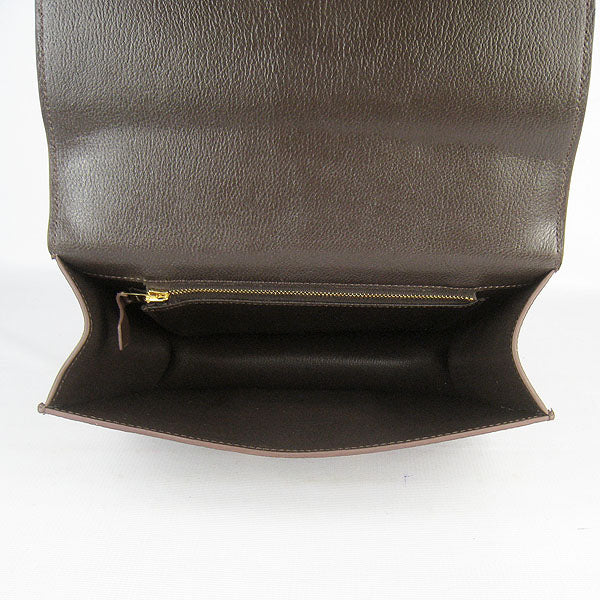 Luxury Hermes Constance Cowskin Leather Bag H017 dark coffee golden