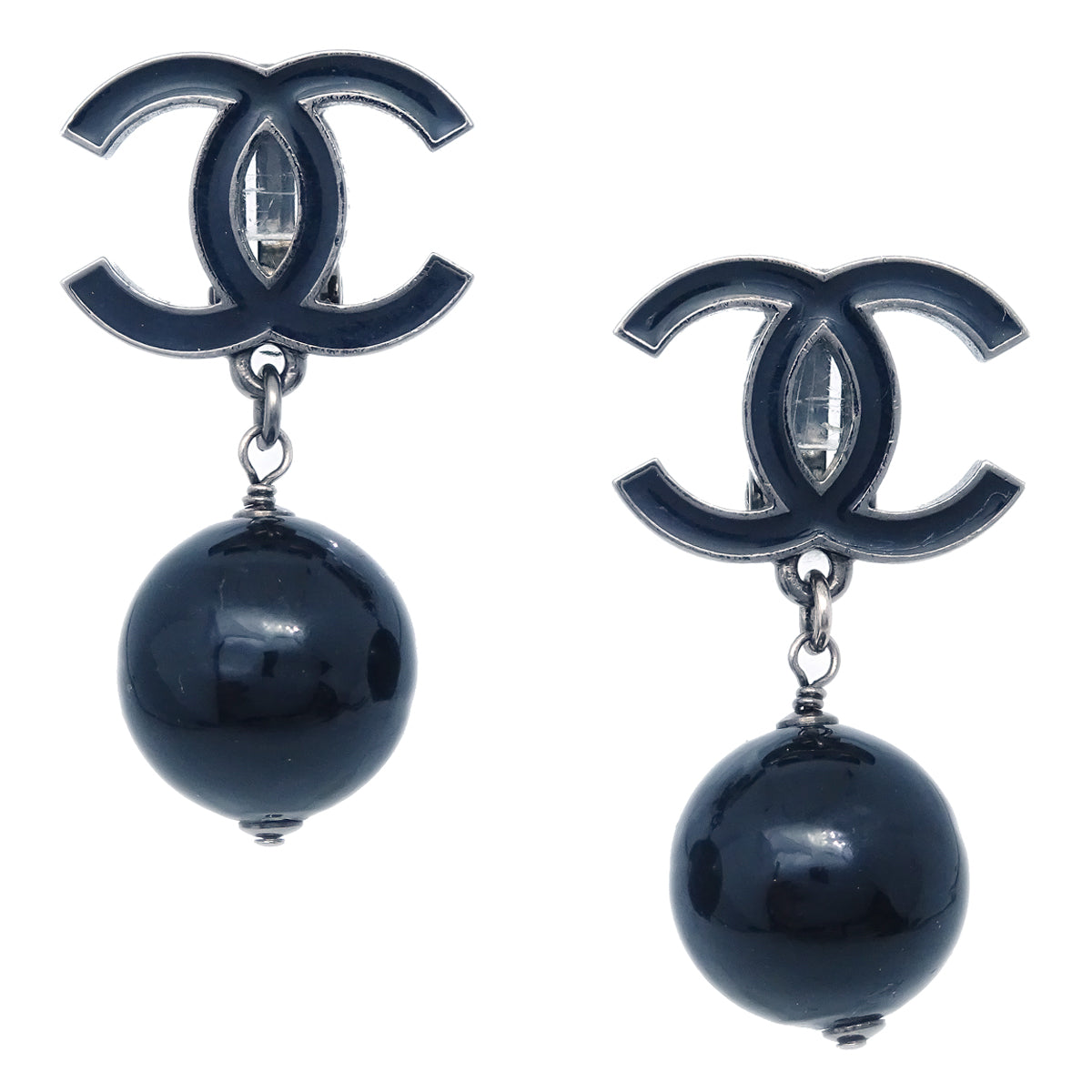 Luxury Chanel Dangle Earrings Clip-On Black 10C
