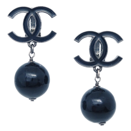 Luxury Chanel Dangle Earrings Clip-On Black 10C