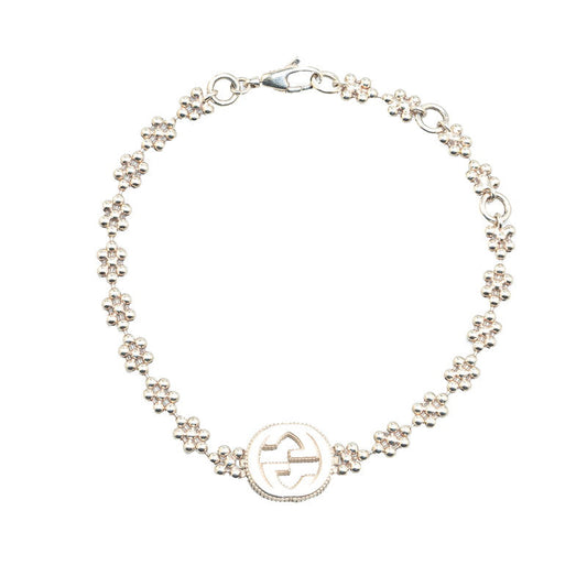 Gucci Silver Interlocking G Flower Bracelet