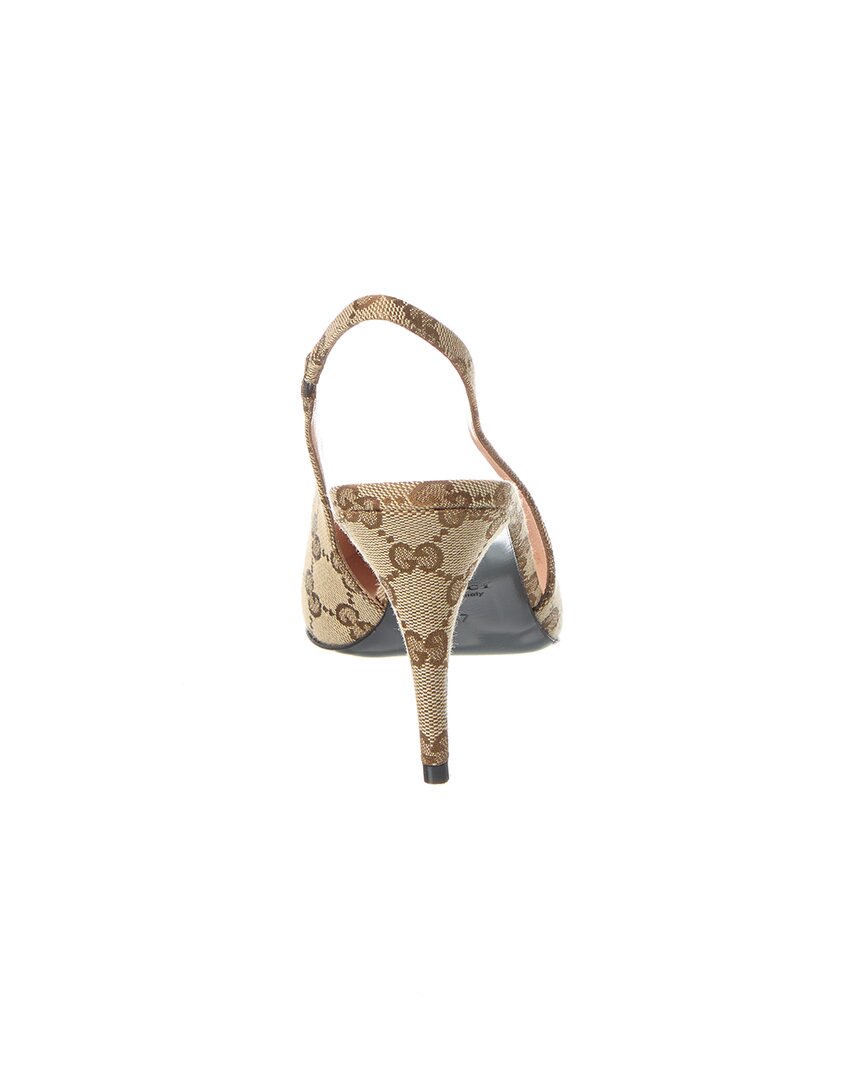 Gucci Horsebit GG Canvas Slingback Pump