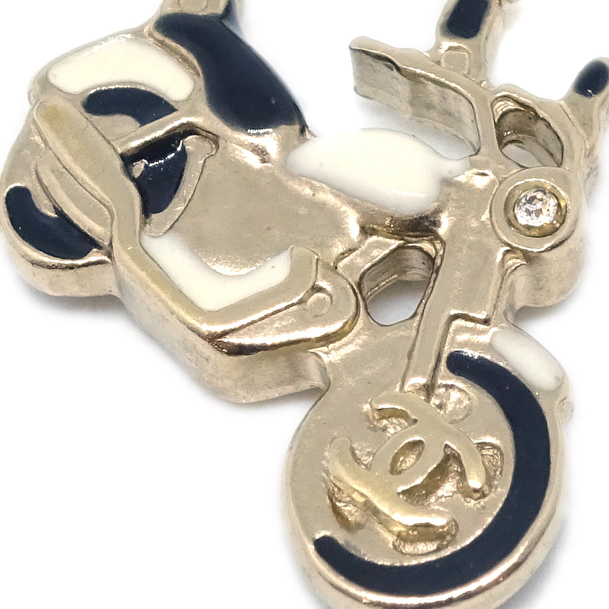 Chanel Bike Rhinestone Chain Pendant Necklace Gold 10P
