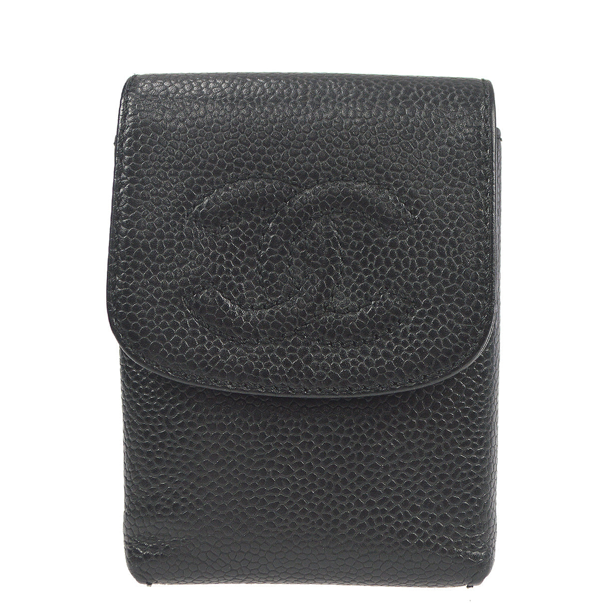 Luxury Chanel 2000-2001 Timeless Cigarette Case Black Caviar