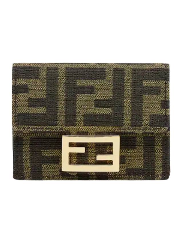 Luxury Fendi Baguette Micro Tri-fold Half Wallet Brown