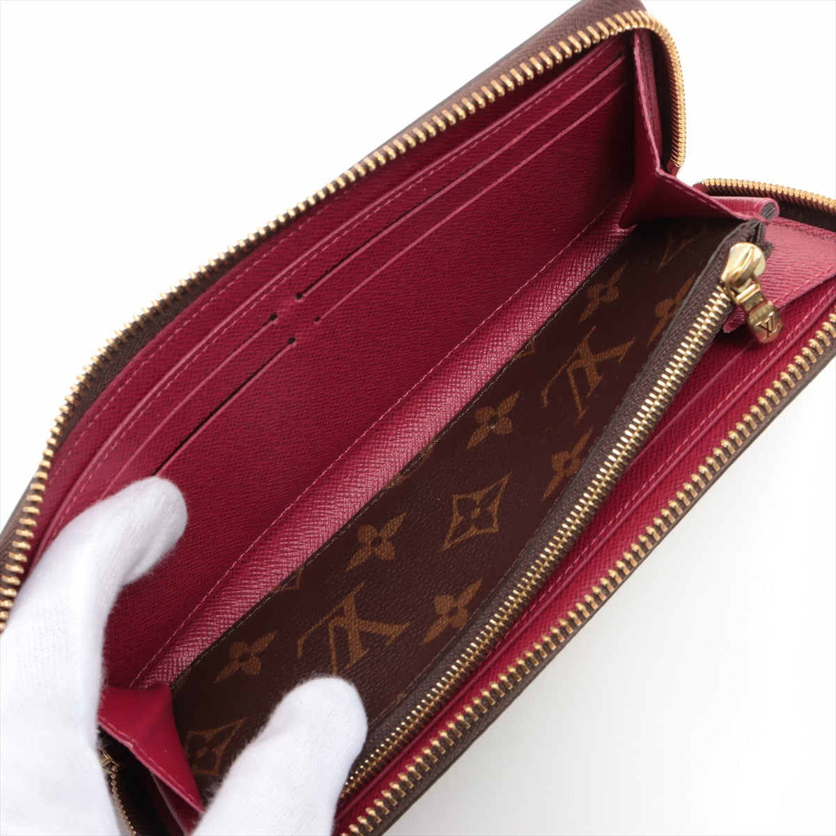 Louis Vuitton Monogram Portfolio Clemens M60742 Fuchsia Pink Round  Wallet