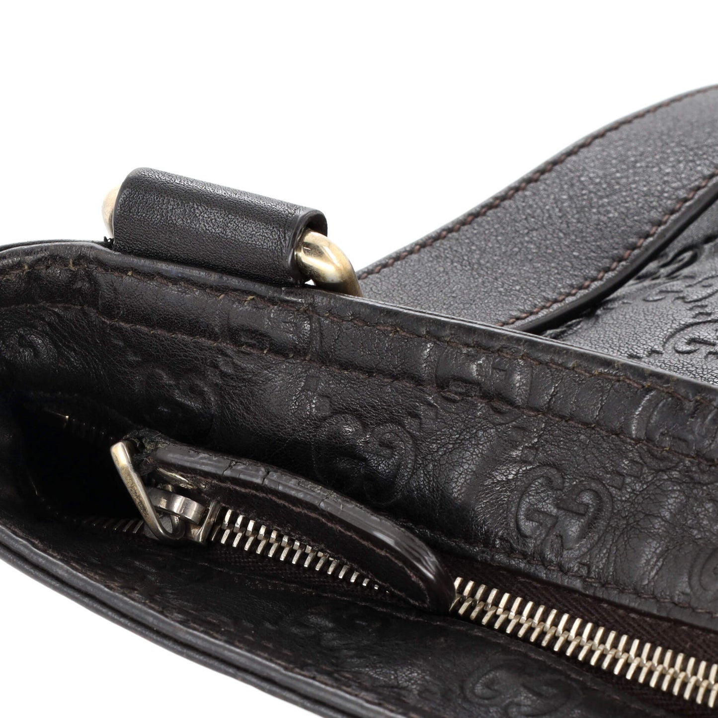 Zip Top Messenger Bag Guccissima Leather Large