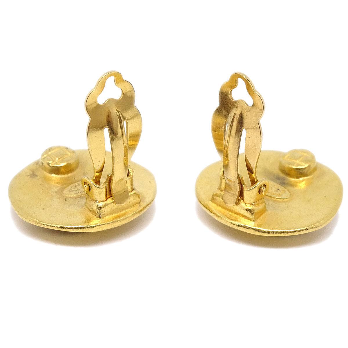 Luxury Chanel 1996 Button Earrings Clip-On Gold Large