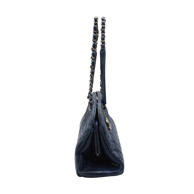 Luxury Chanel Dark Blue Quilted Mademoiselle Leather Bag 2011
