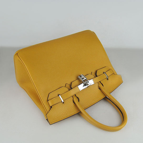 Luxury Hermes Birkin 30cm Togo Leather Handbags Yellow Silver