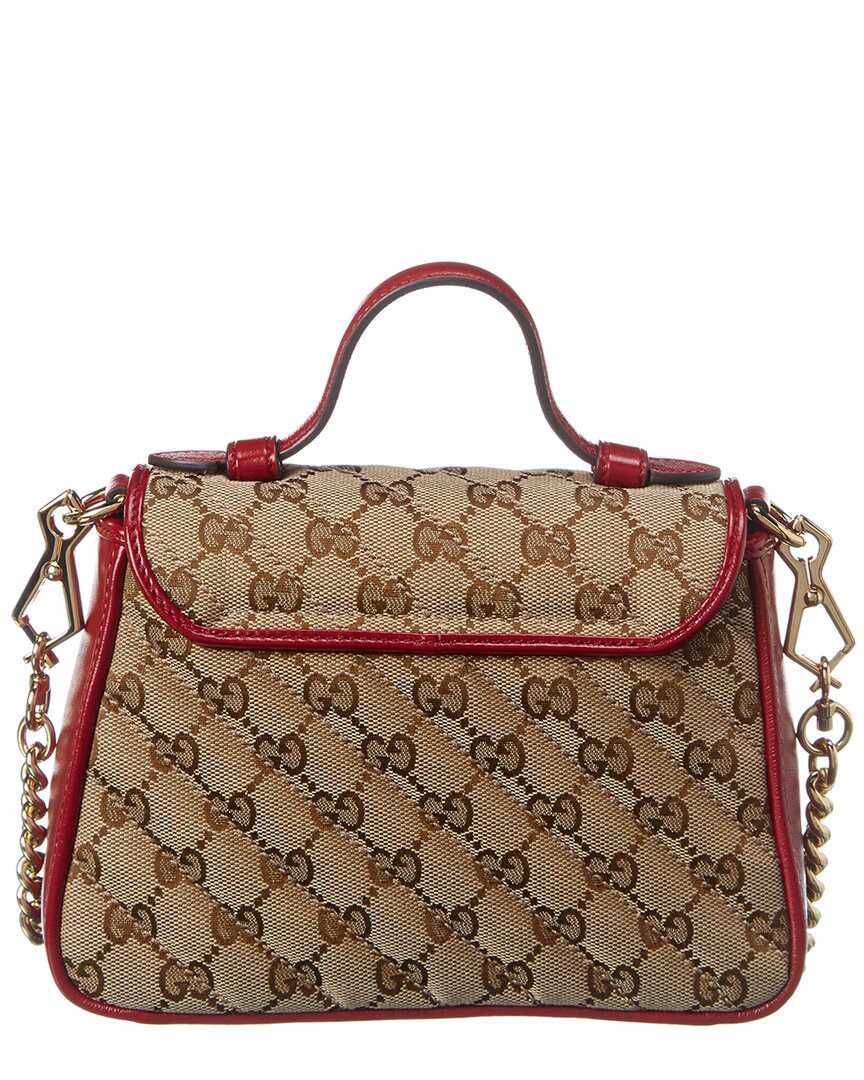 Luxury Gucci Trending 2025 GG Marmont Mini Canvas & Leather Top Handle Shoulder Bag