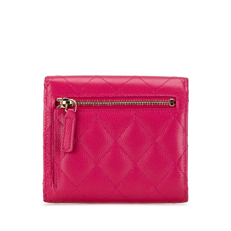 Chanel Caviar Skin Matelasse Coco Mark Classic Small Flap Wallet