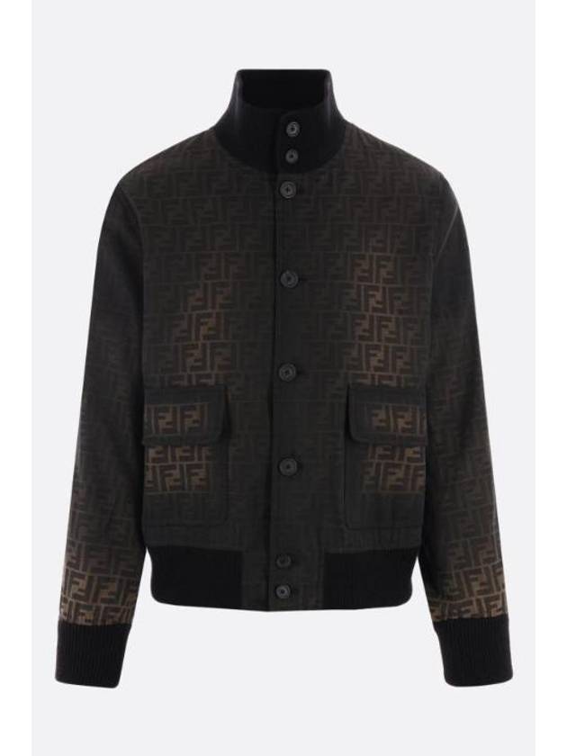 Luxury Fendi Canvas FF Bomber Jacket Brown
