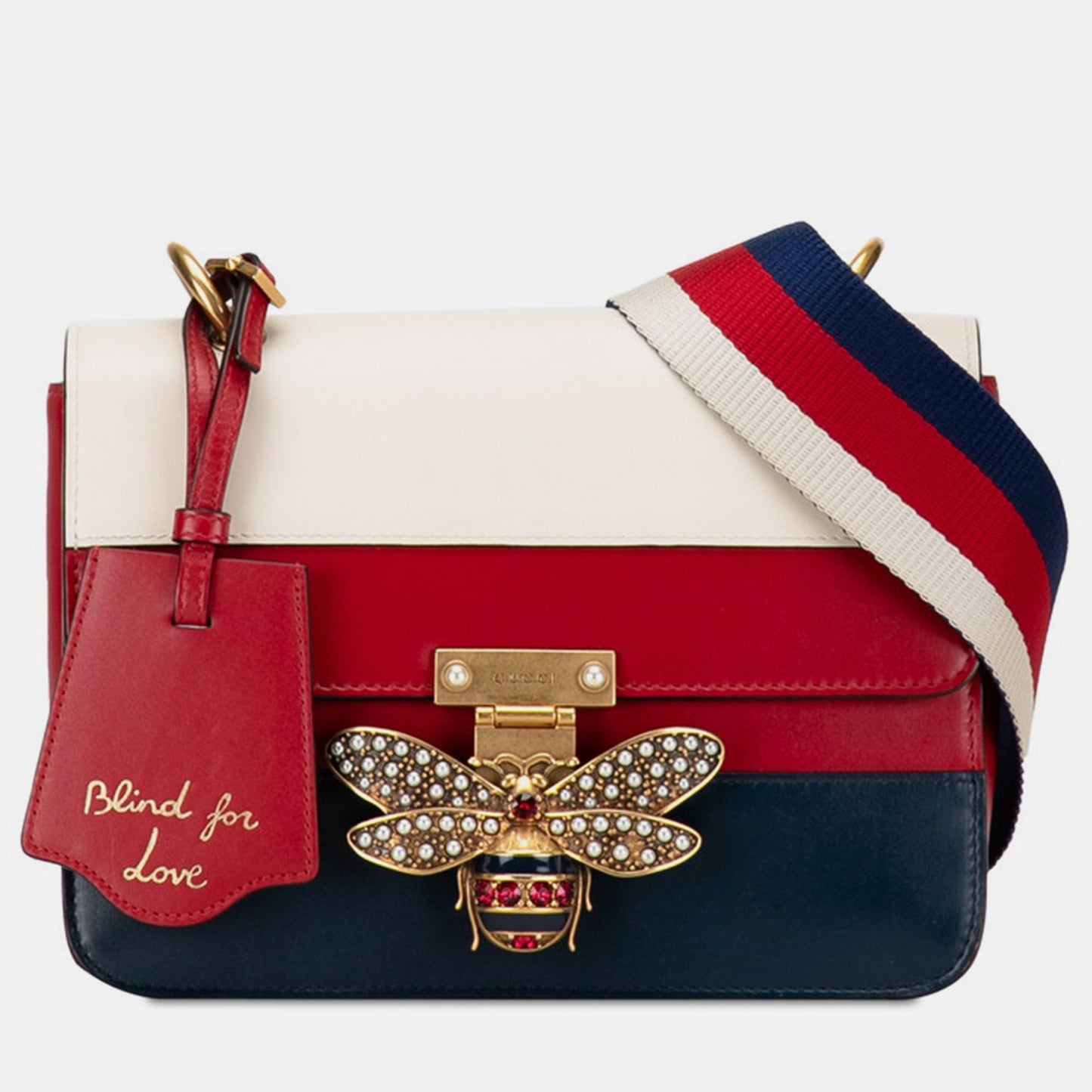 Luxury Gucci Trending 2025 Tricolour Leather Medium Queen Margaret Shoulder Bags