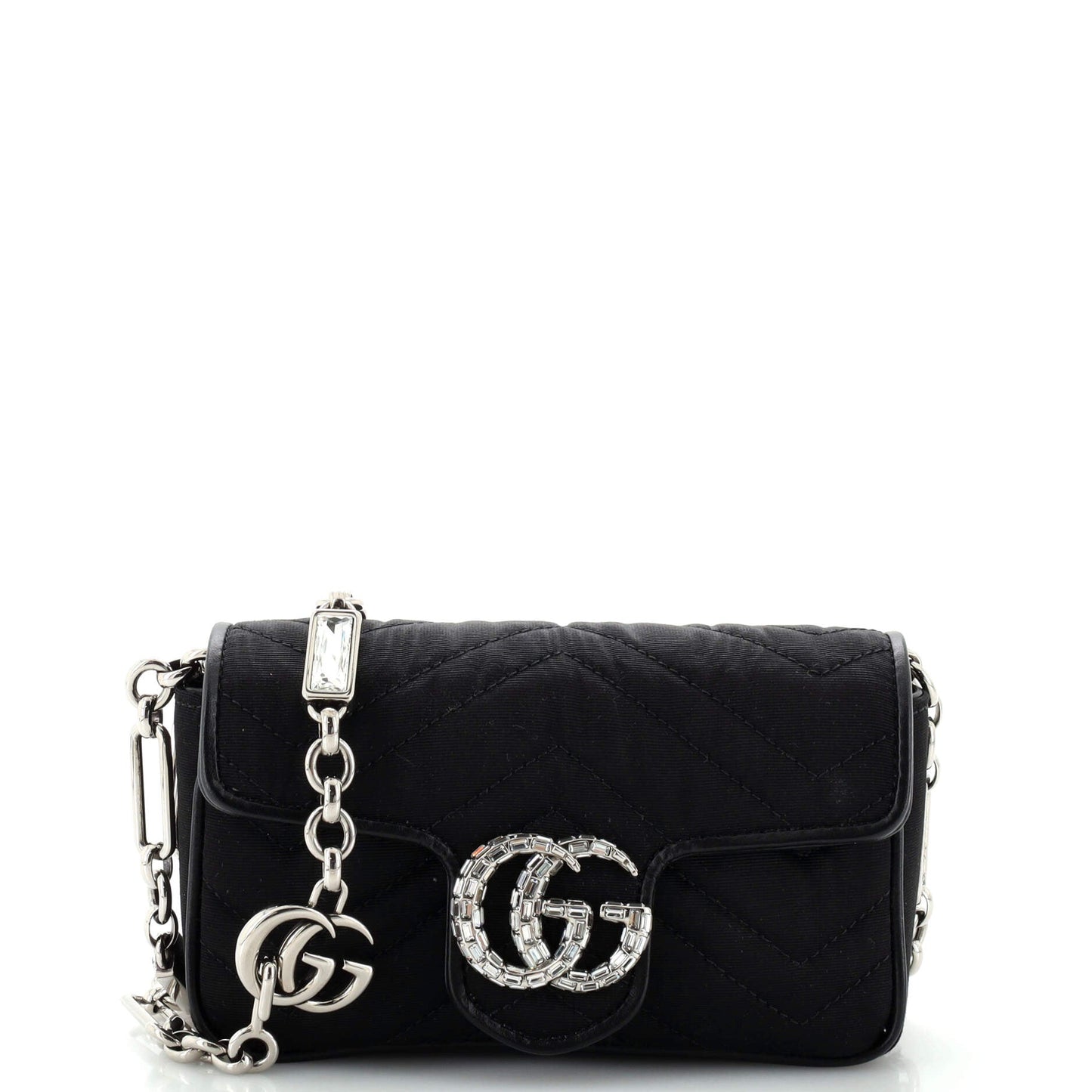 Luxury Gucci Trending 2025 Crystal GG Marmont Flap Belt Bag Matelasse Fabric