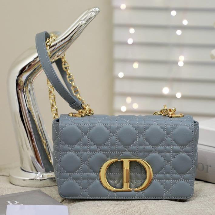 Luxury DiorSMALL CARO BAG GRAY SUPPLE CANNAGE CALFSKIN