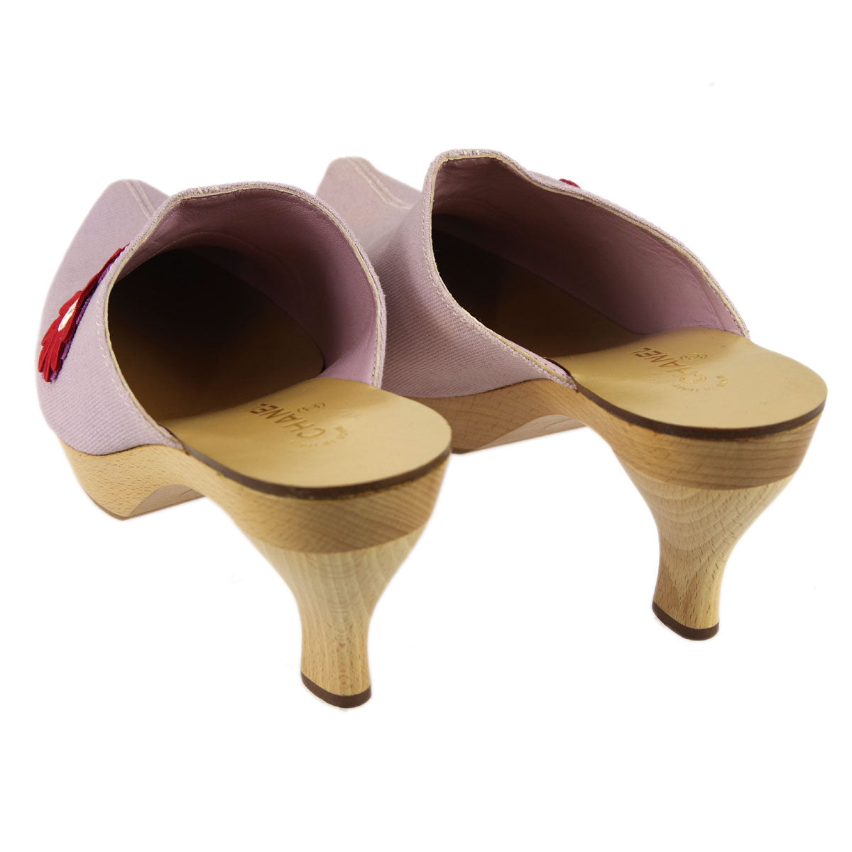 Luxury Chanel * Flower Mules Shoes #37 1/2