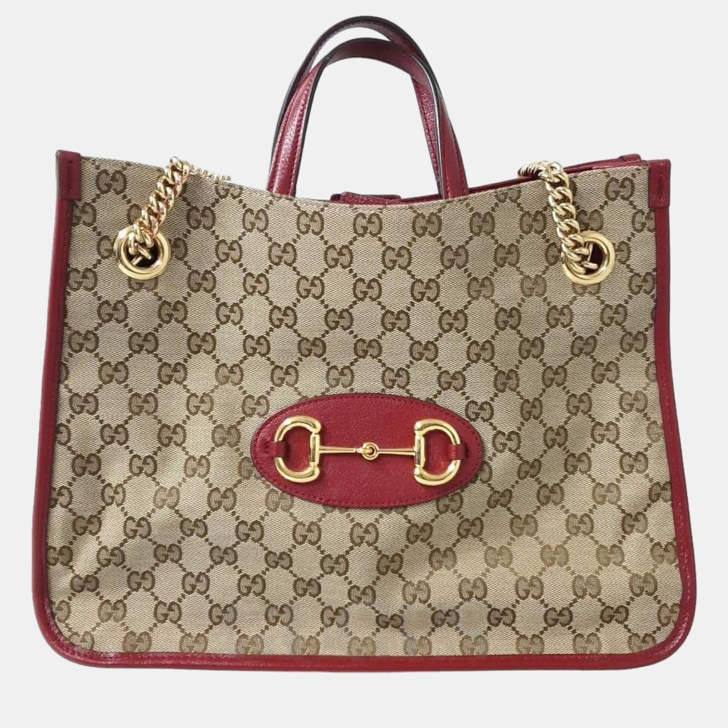 Luxury Gucci Trending 2025 Brown GG Canvas 1955 Horsebit Medium Tote Bag