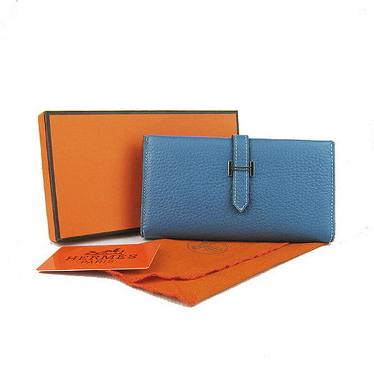 Luxury Hermes Wallet H008 Wallet Cow Leather Blue