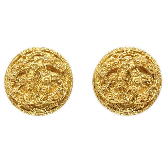 Luxury Chanel 1994 Gold 'CC' Filigree Earrings Small