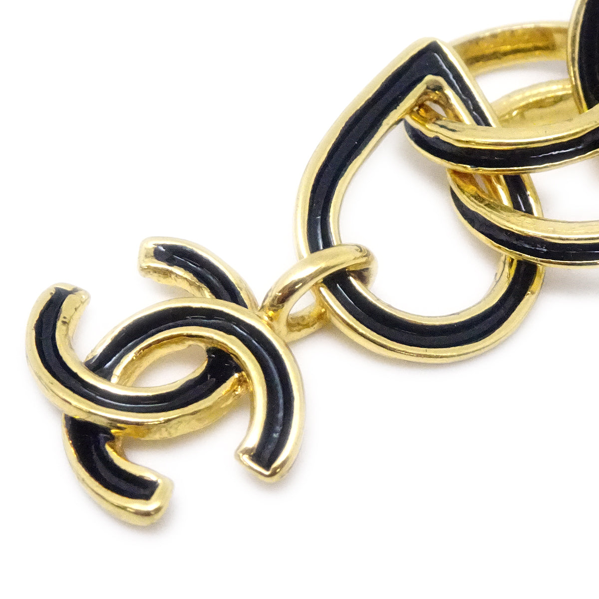 Luxury Chanel Dangle Earrings Clip-On Black 95P