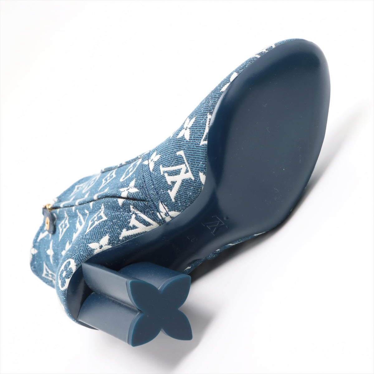 Louis Vuitton 21 year Denim x Leather Boots 37  Blue NL1201 Monogram