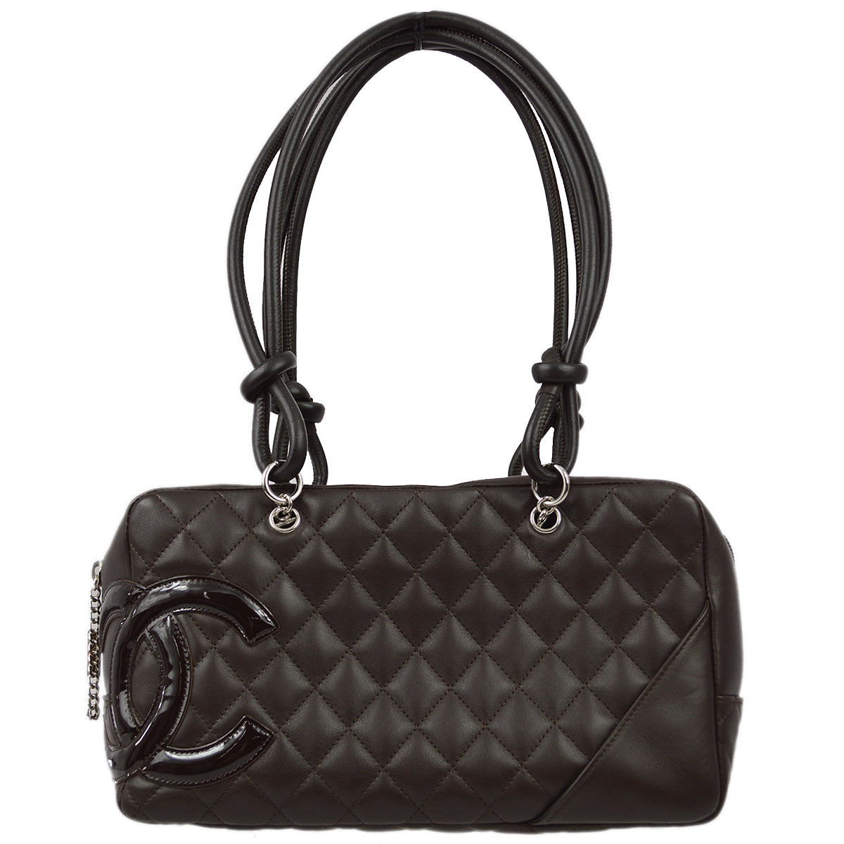 Luxury Chanel Brown Calfskin Cambon Ligne Bowling Handbag
