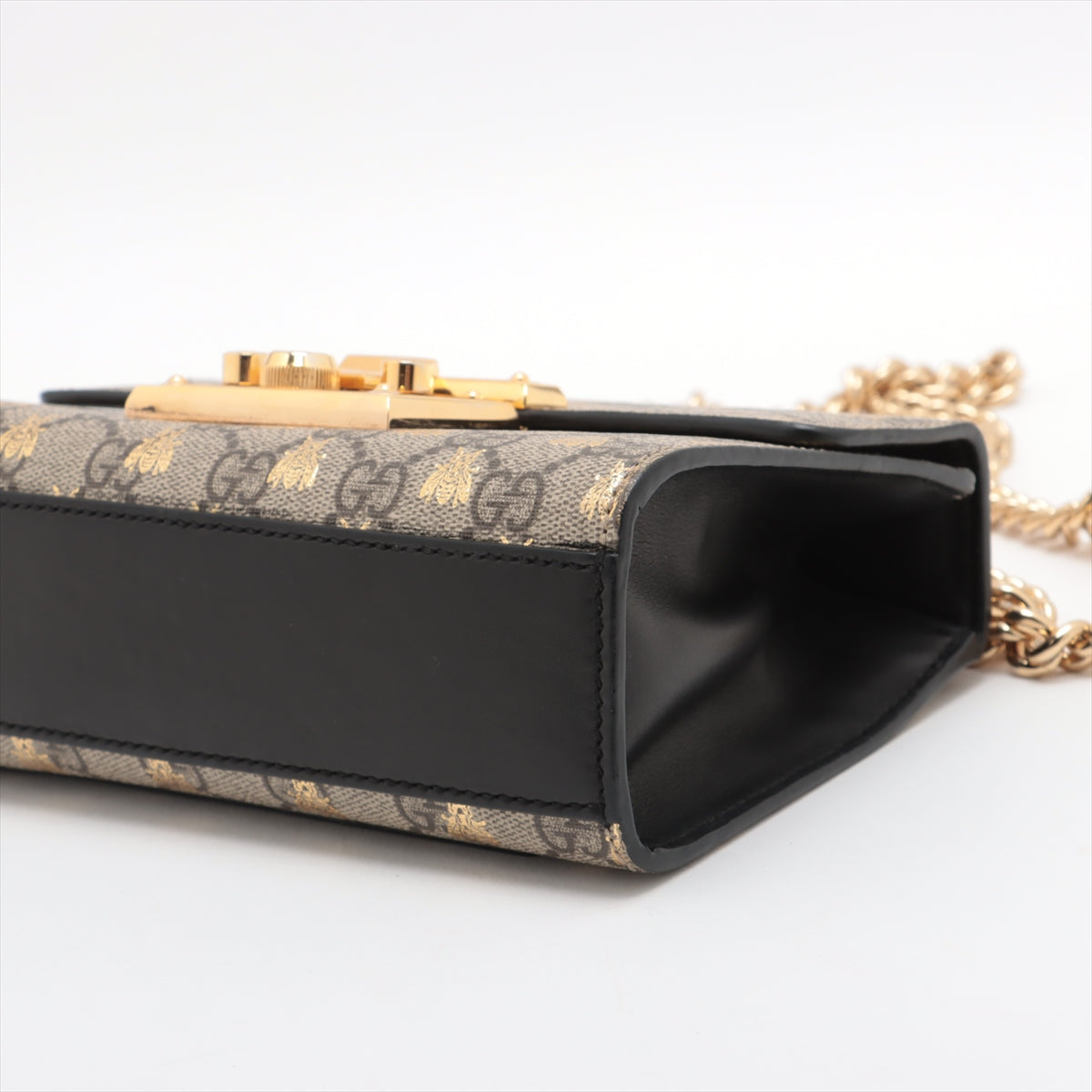 Gucci GG Supreme Bee Padlock Chain Shoulder Bag Beige
