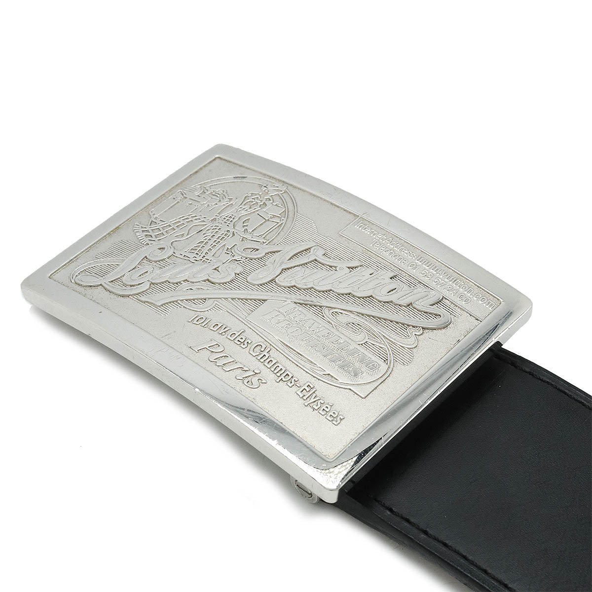 LOUIS VUITTON Louis Vuitton Sanctuary Jeans Belt Leather Black Black  Silver  #95 M6812T