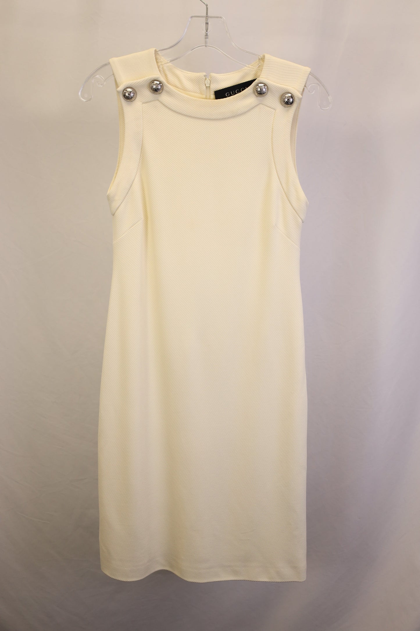 Gucci Button Detail Shift Dress in Cream Cotton